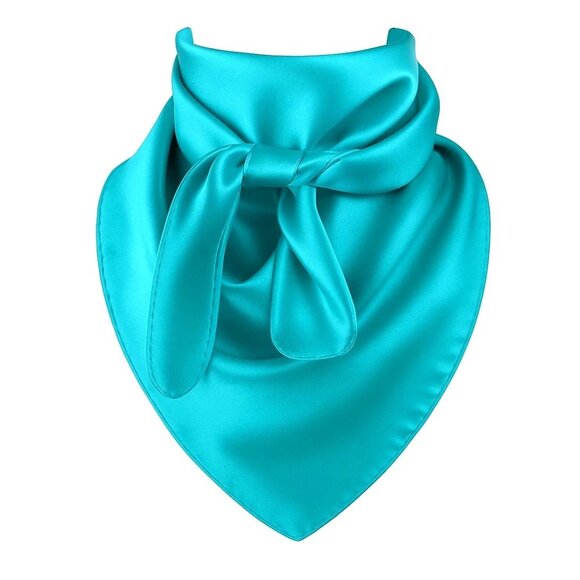 Teal Blue Wild Rag Large Scarf 35x35" Satin Western Accessory Cowgirl or Cowboy - Picture 1 of 7